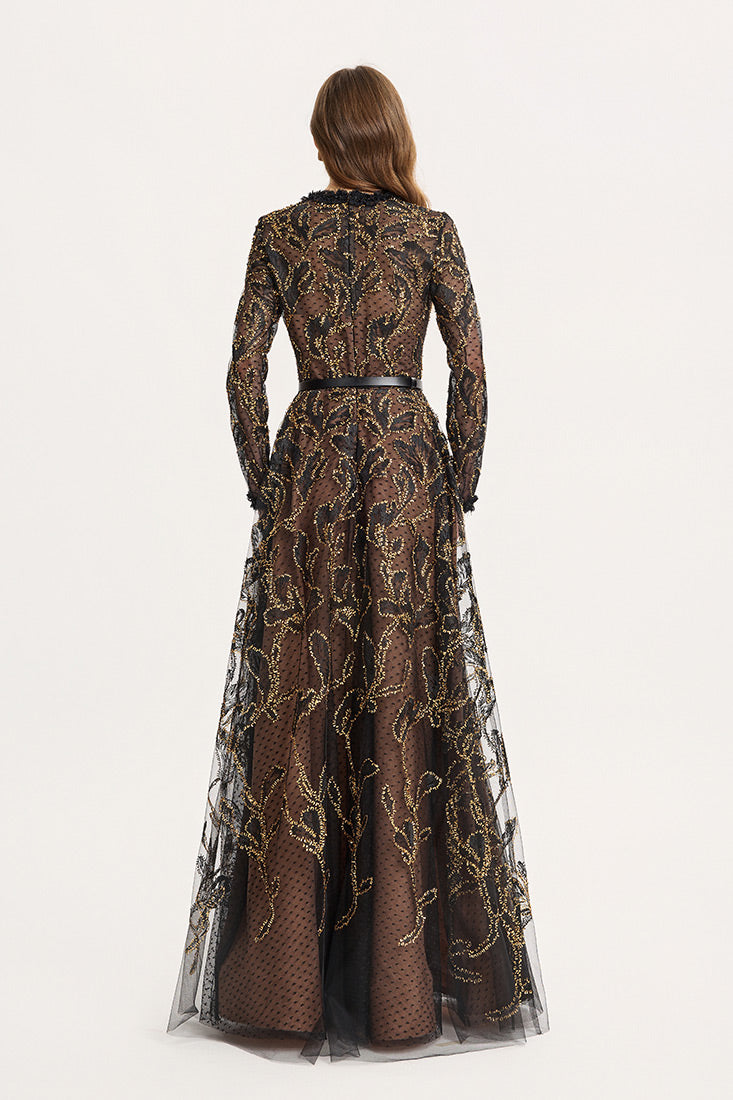 Anel Tashe Petals tulle gown dress