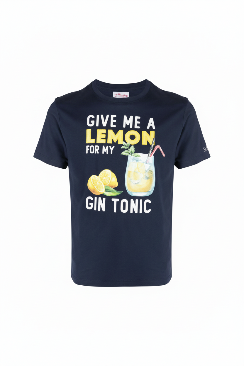 MC2 Saint Barth Give Lemons Print Men T-Shirt Blue