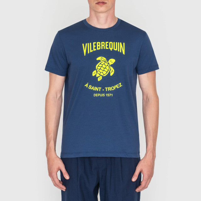 Vilebrequin Cotton Green Turtle Blu T-Shirt