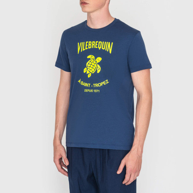 Vilebrequin Cotton Green Turtle Blu T-Shirt