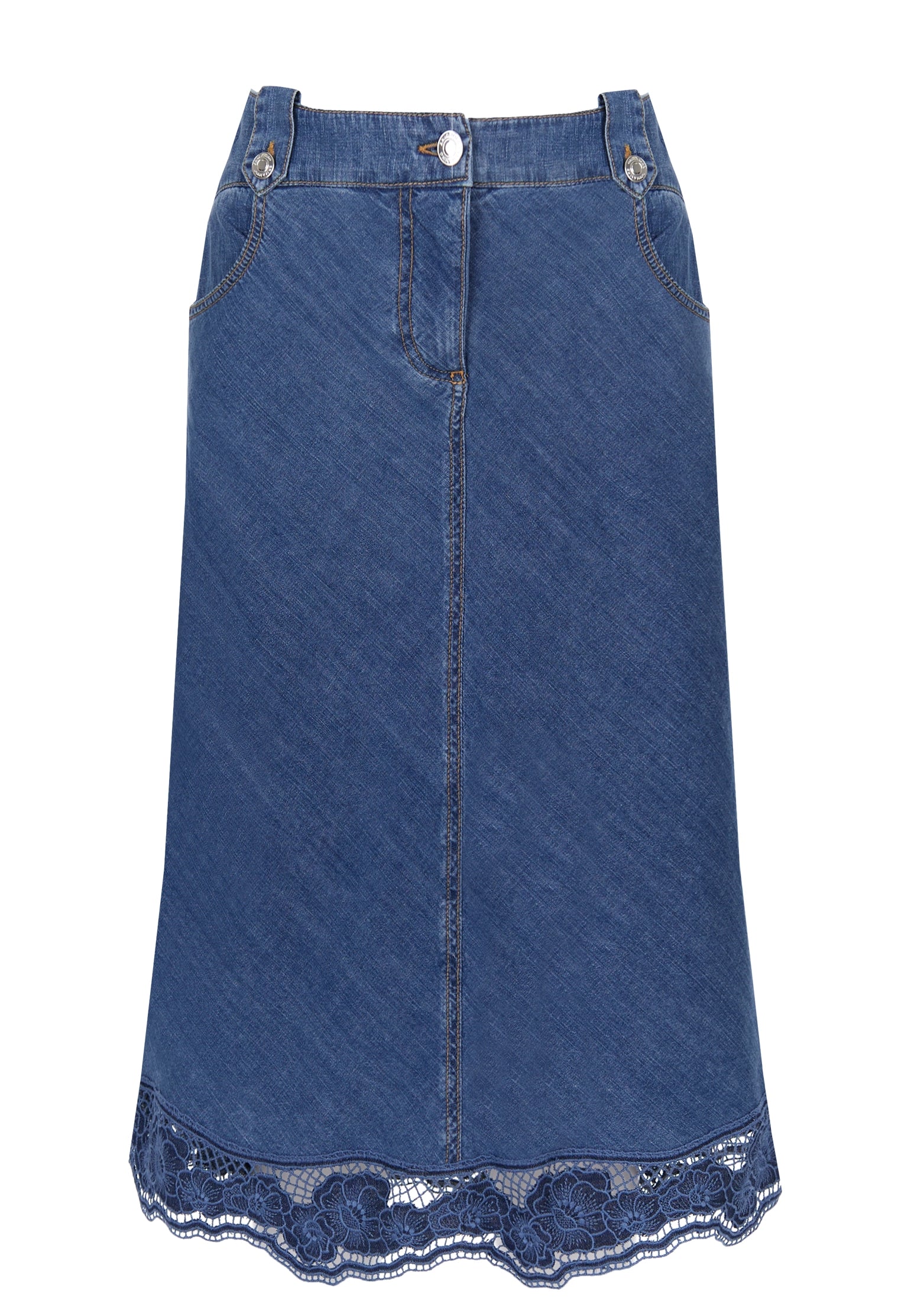 Ermanno Firenze Blue Lace-Trim Skirt