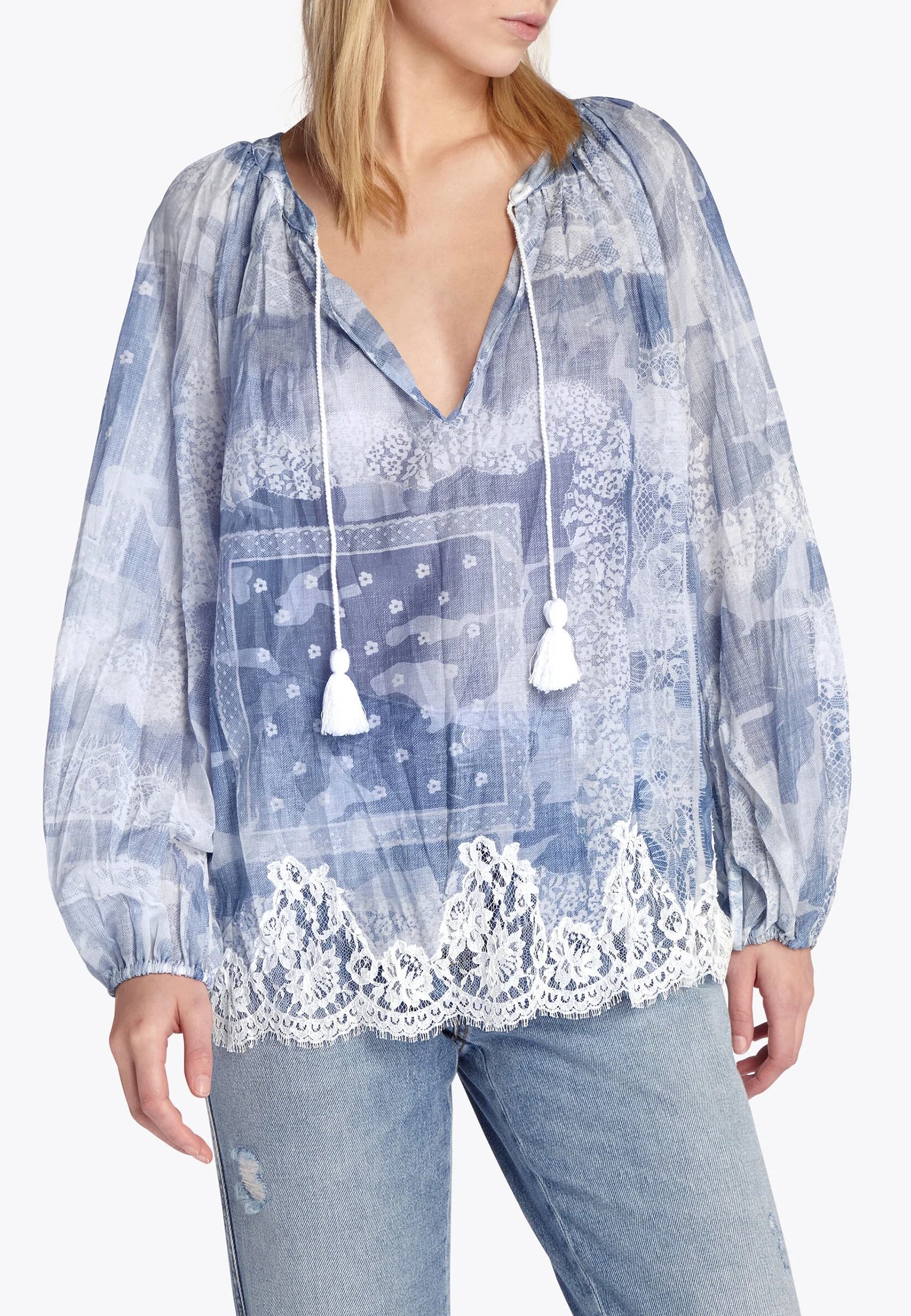 Ermanno Scervino Blue Blouse Chiffon jeans