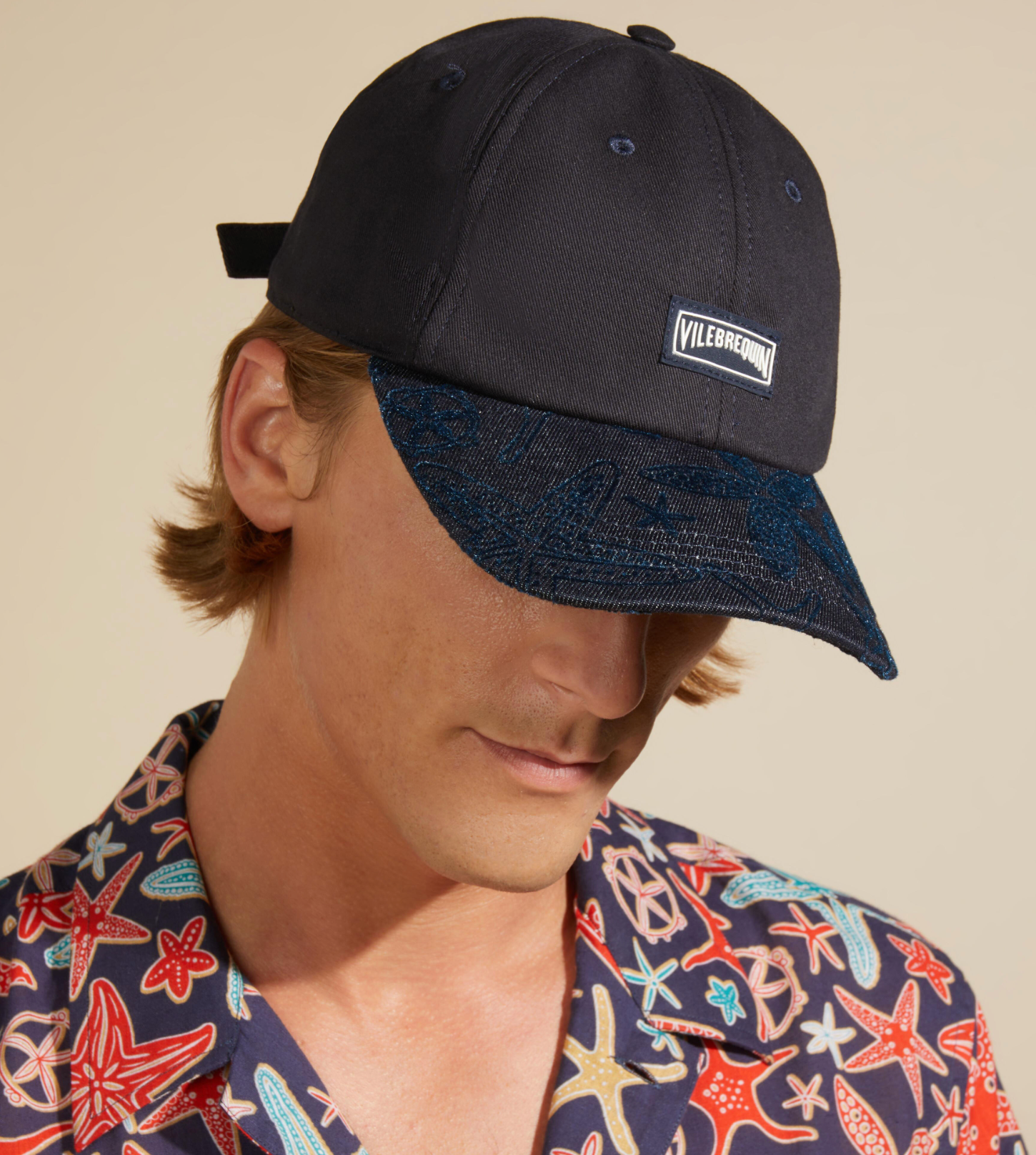 Vilebrequin Cap Black Visor Starfish