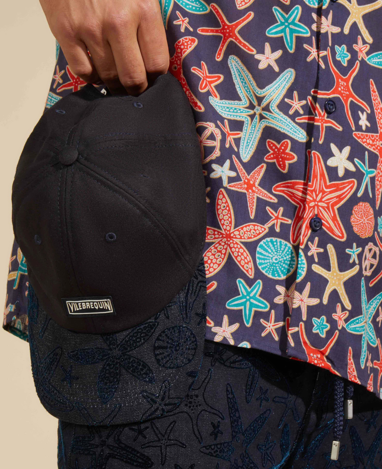 Vilebrequin Cap Black Visor Starfish