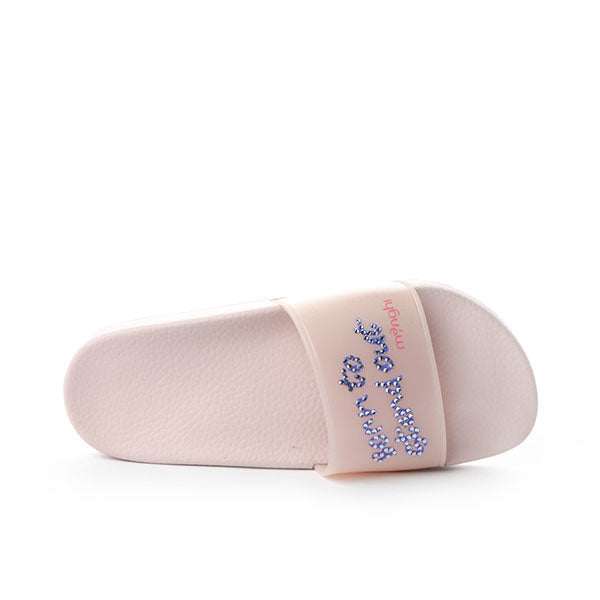 Menghi Women Slides with Rhinestones and Flamingo Flowers