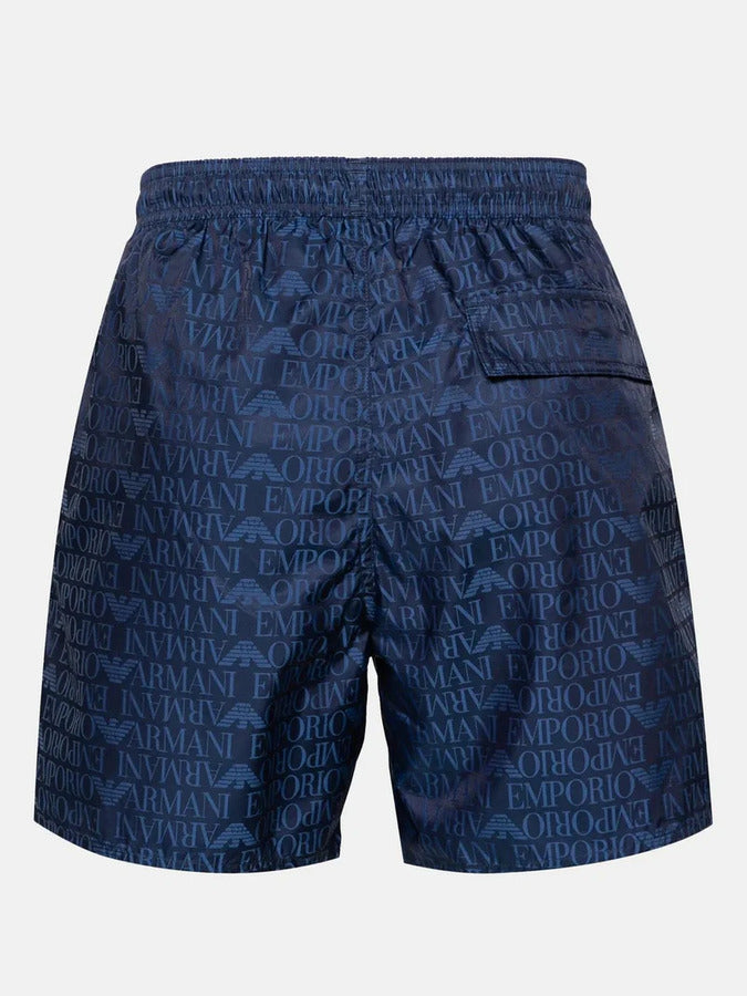 Emporio Armani Monogram Dark Blue Man Swim Shorts