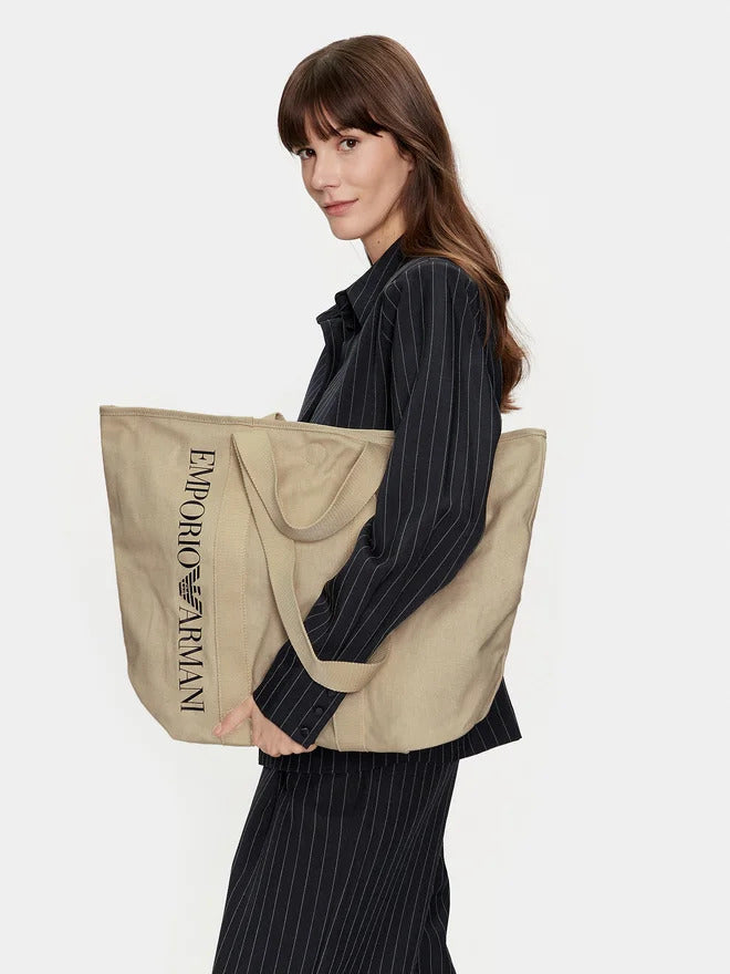 Emporio Armani Beige Unisex Shopping Bag