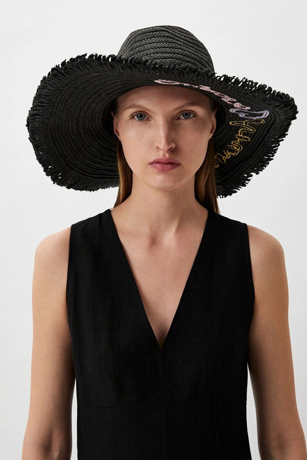 Emporio Armani Black Embroidery Women Hat
