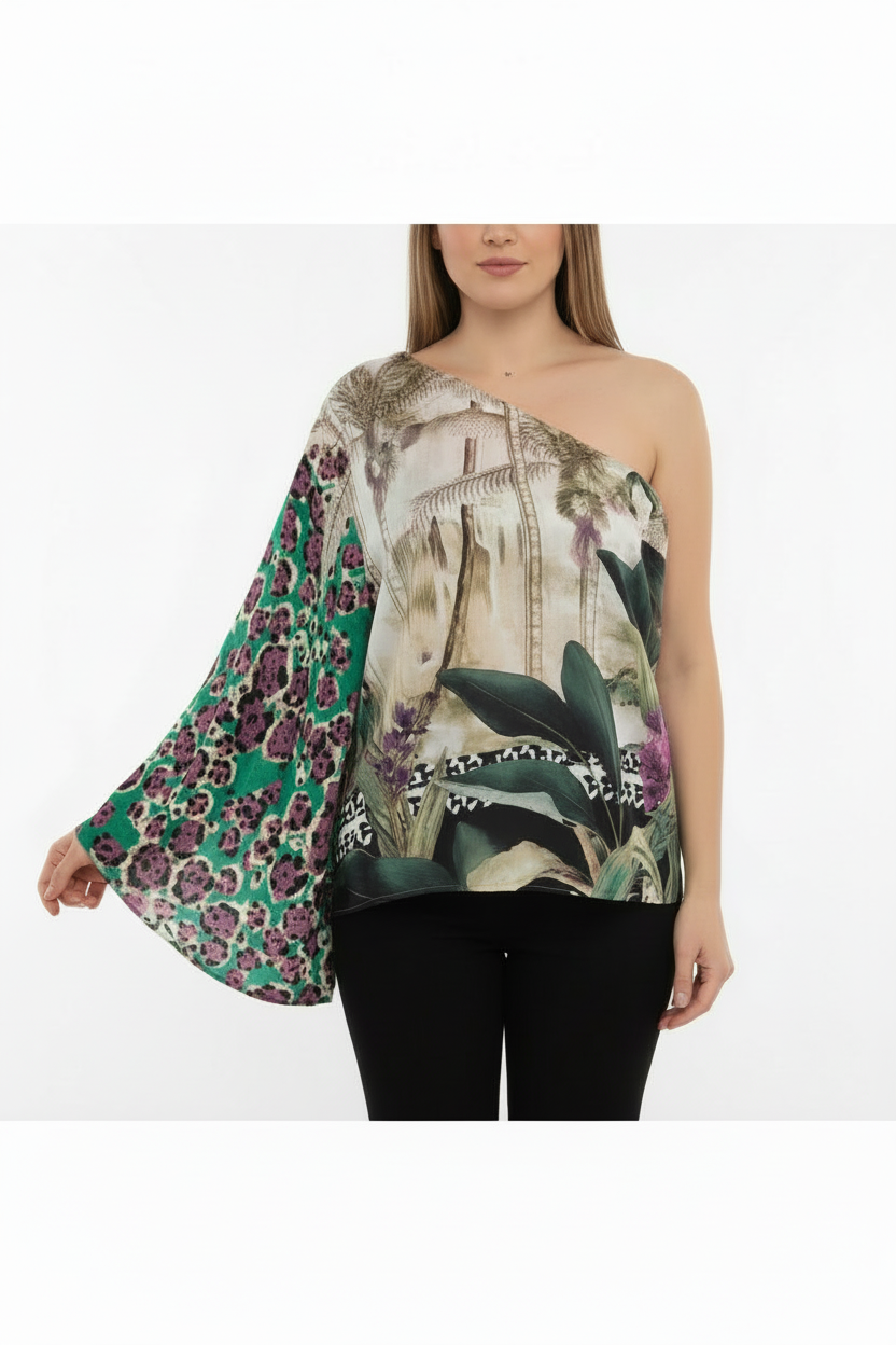 Valery Green Leopard Blouse