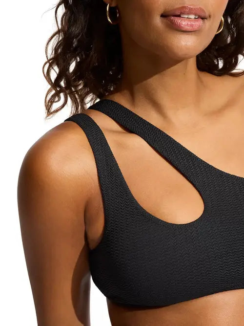 Seafolly Sea Dive One Shoulder Bikini Top - Black