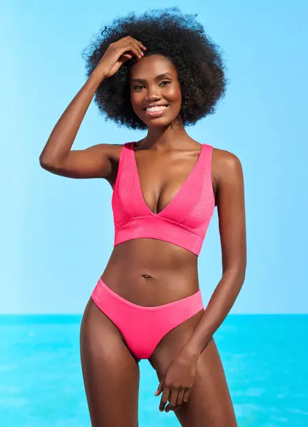 Maaji Hot Fushia Paradise Long Line Triangle Bikini Top