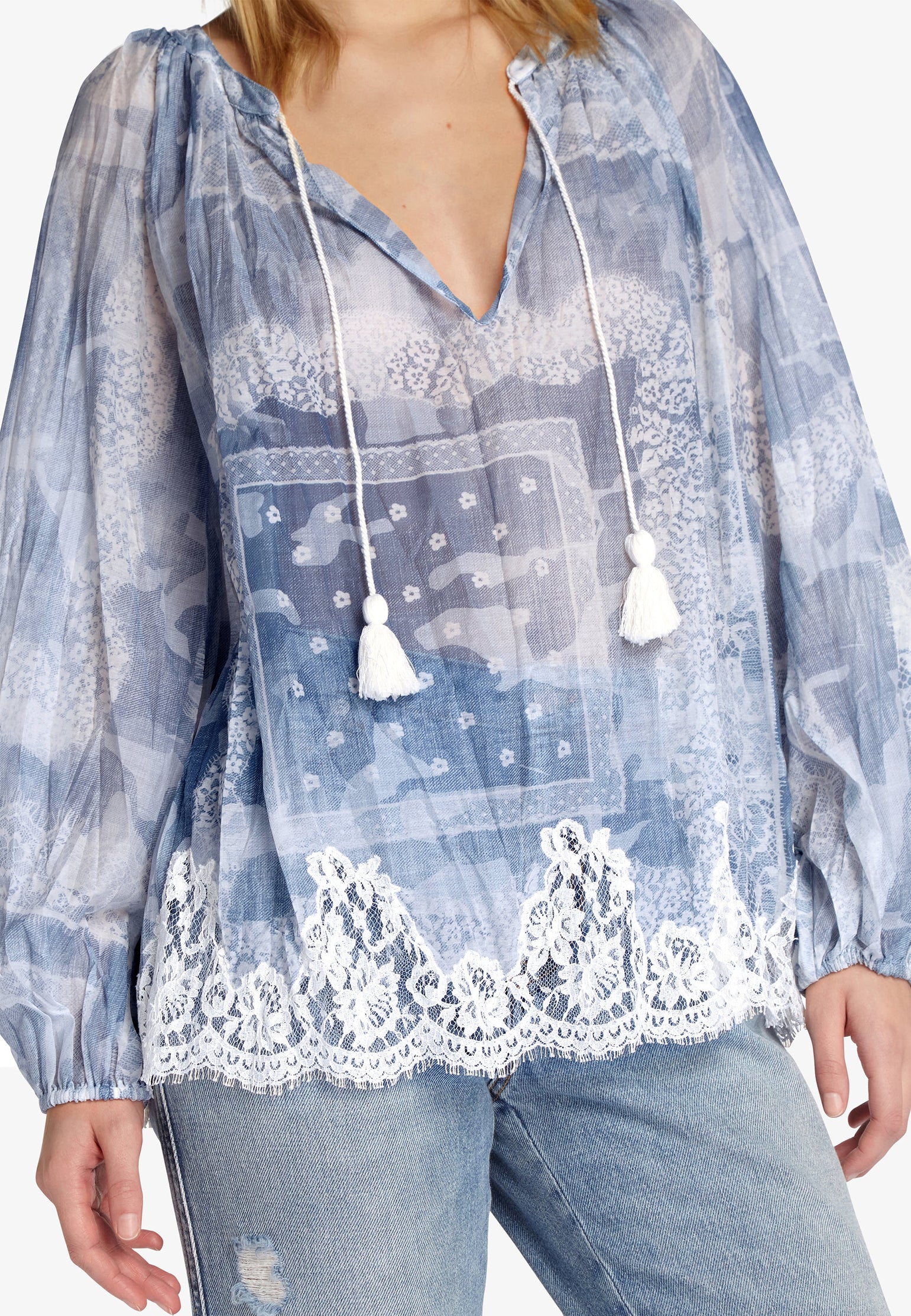 Ermanno Scervino Blue Blouse Chiffon jeans