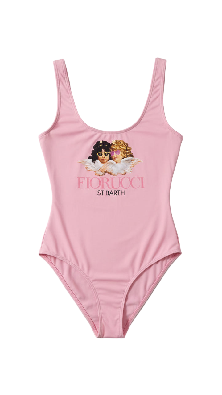 MC2 Saint Barth Pink Swimsuit One Piece With Angels