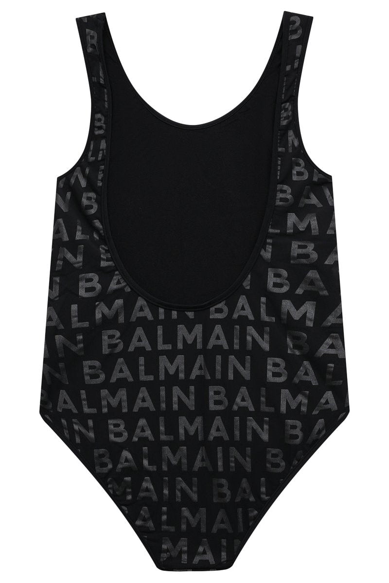 Balmain Black Logo One Piece Swimsuit