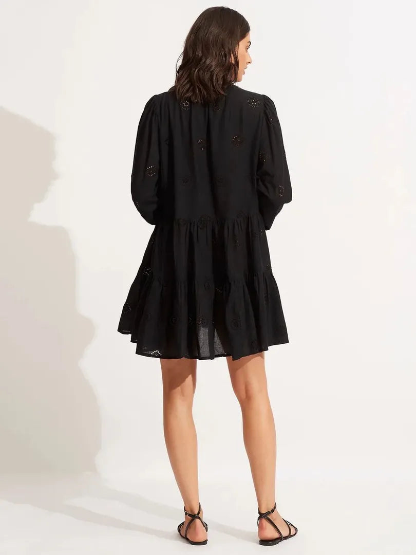 Seafolly Embroidery Tired Summer Dress Black
