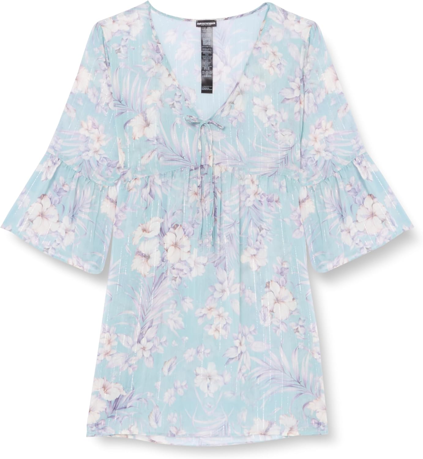 Emporio Armani Turquoise Flowers Women Cover-Up Tunic
