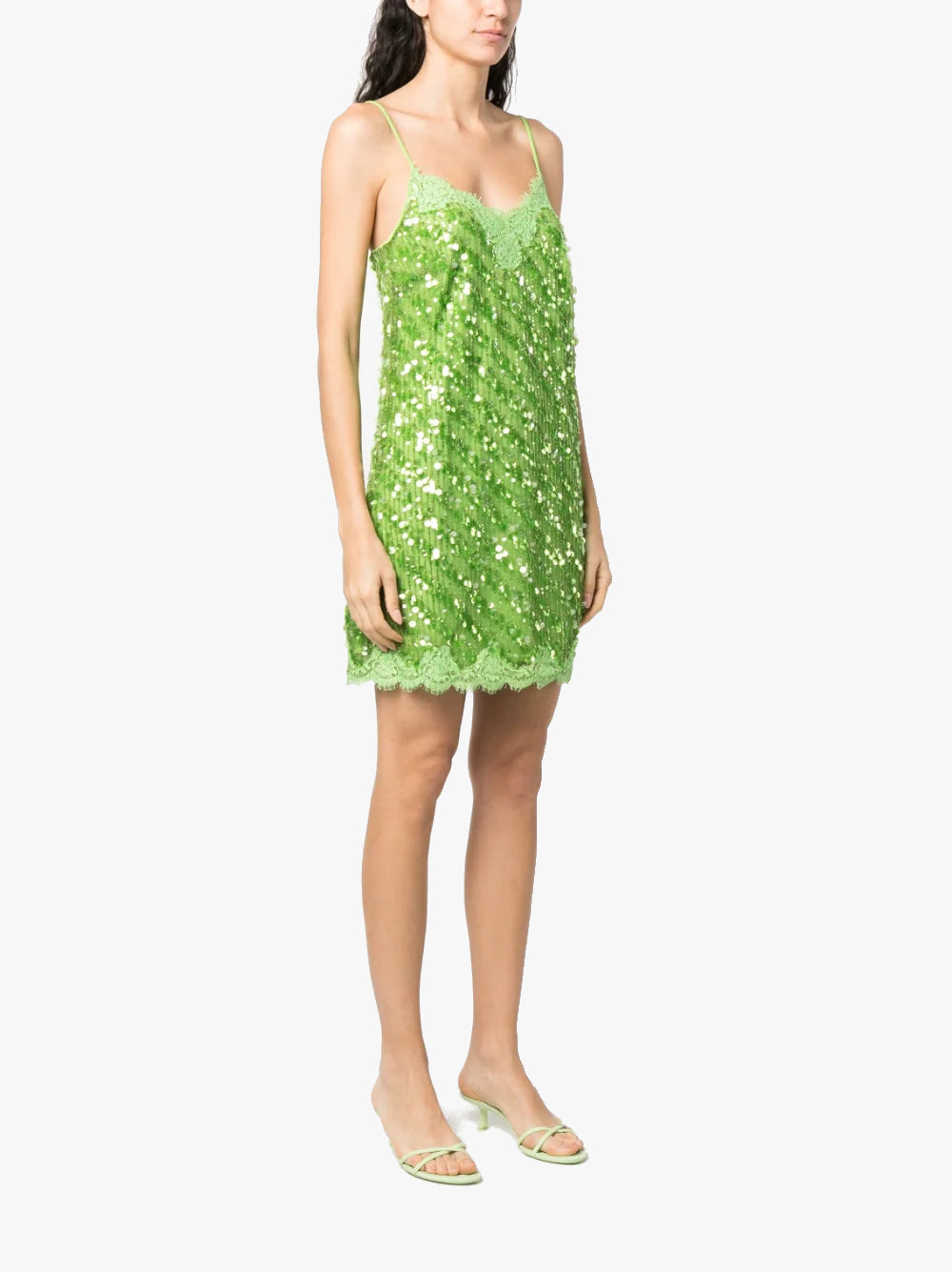 Ermanno Firenze Green Lace Slip Dress