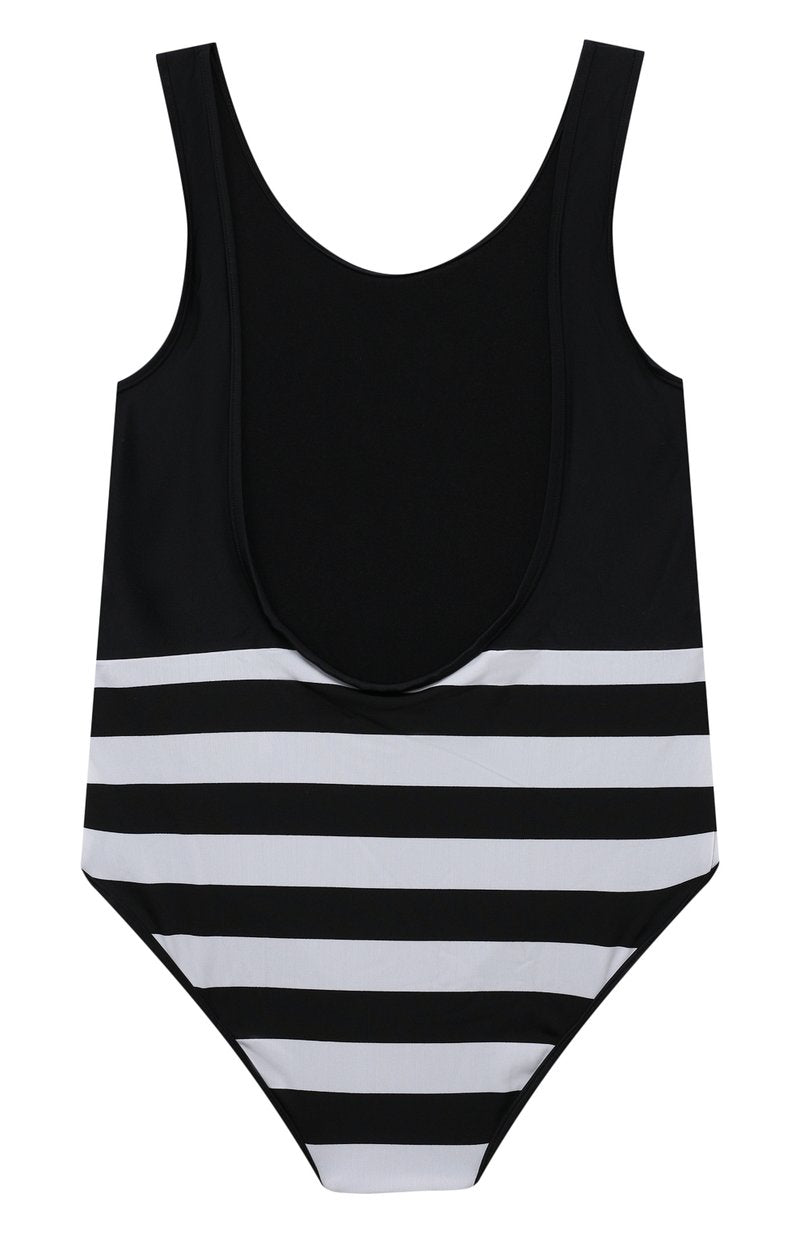 Balmain Black & White Stripes Swimsuit One Piece