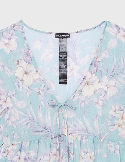 Emporio Armani Turquoise Flowers Women Cover-Up Tunic
