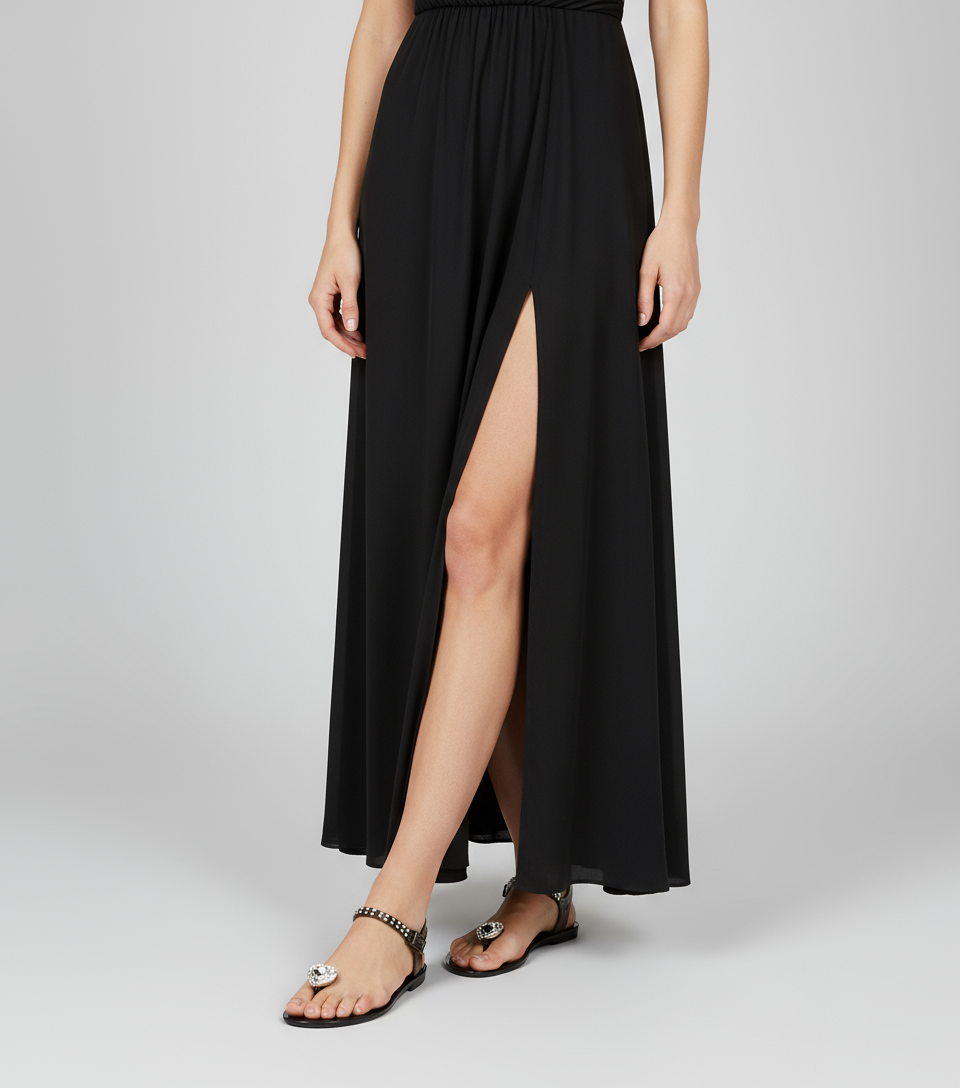 Menghi Black Stone Heart Women Sandals