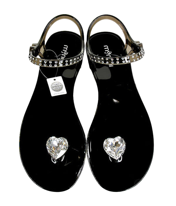 Menghi Black Stone Heart Women Sandals