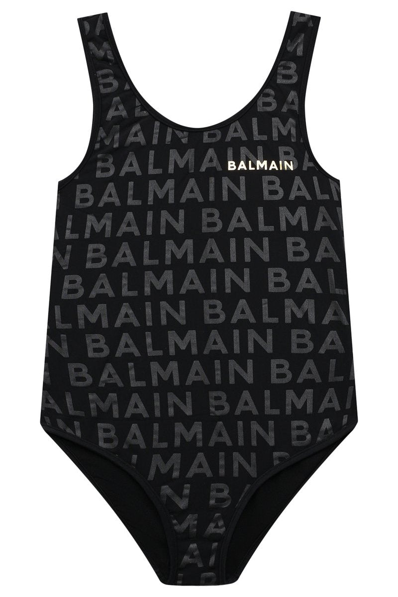 Balmain Black Logo One Piece Swimsuit