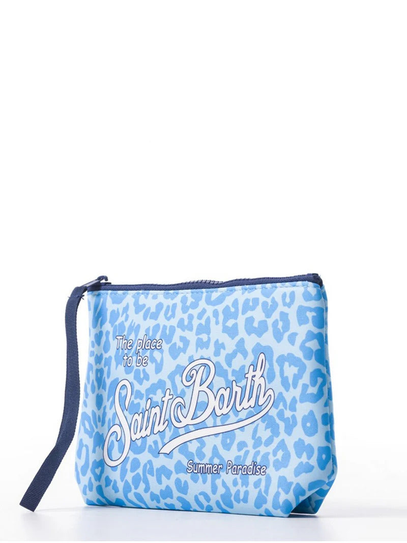 MC2 Saint Barth Blue Cosmetic Clutch Bag with Leopard Prine