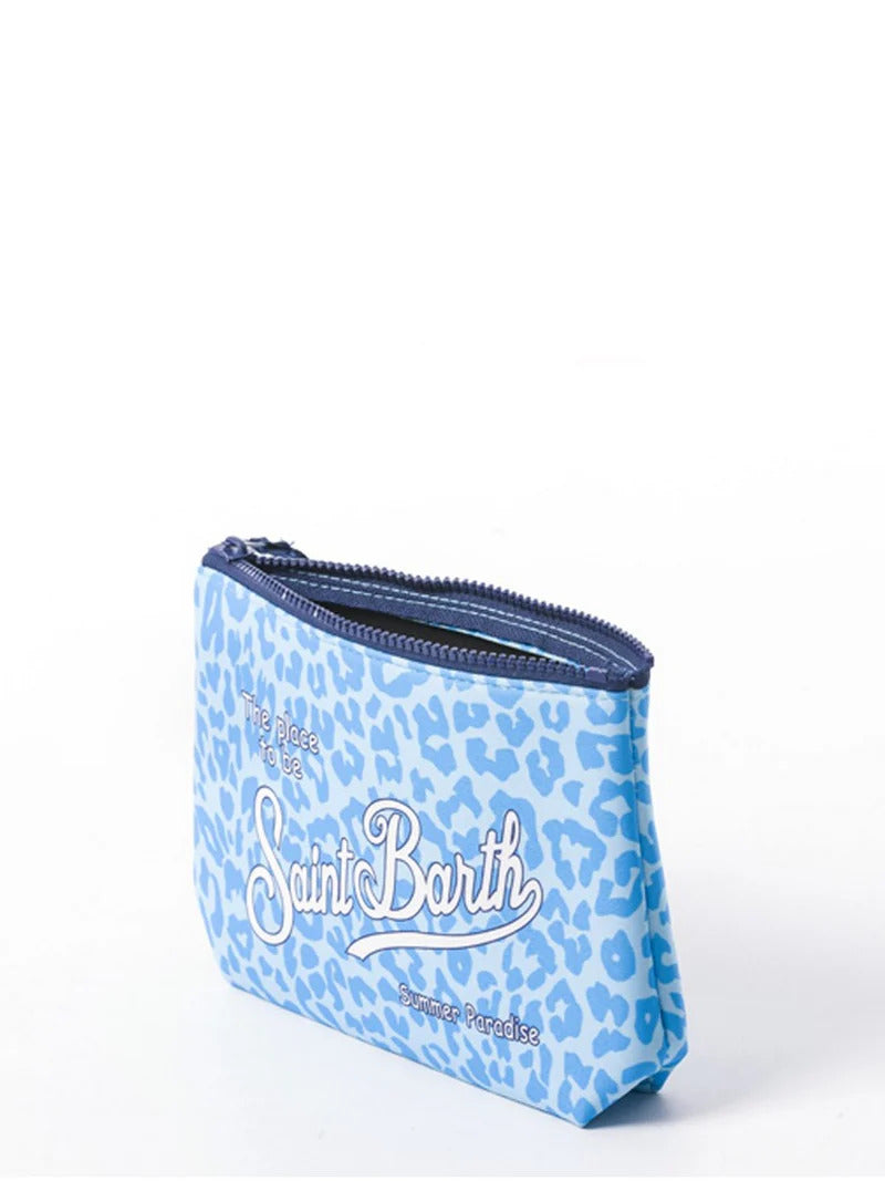 MC2 Saint Barth Blue Cosmetic Clutch Bag with Leopard Prine