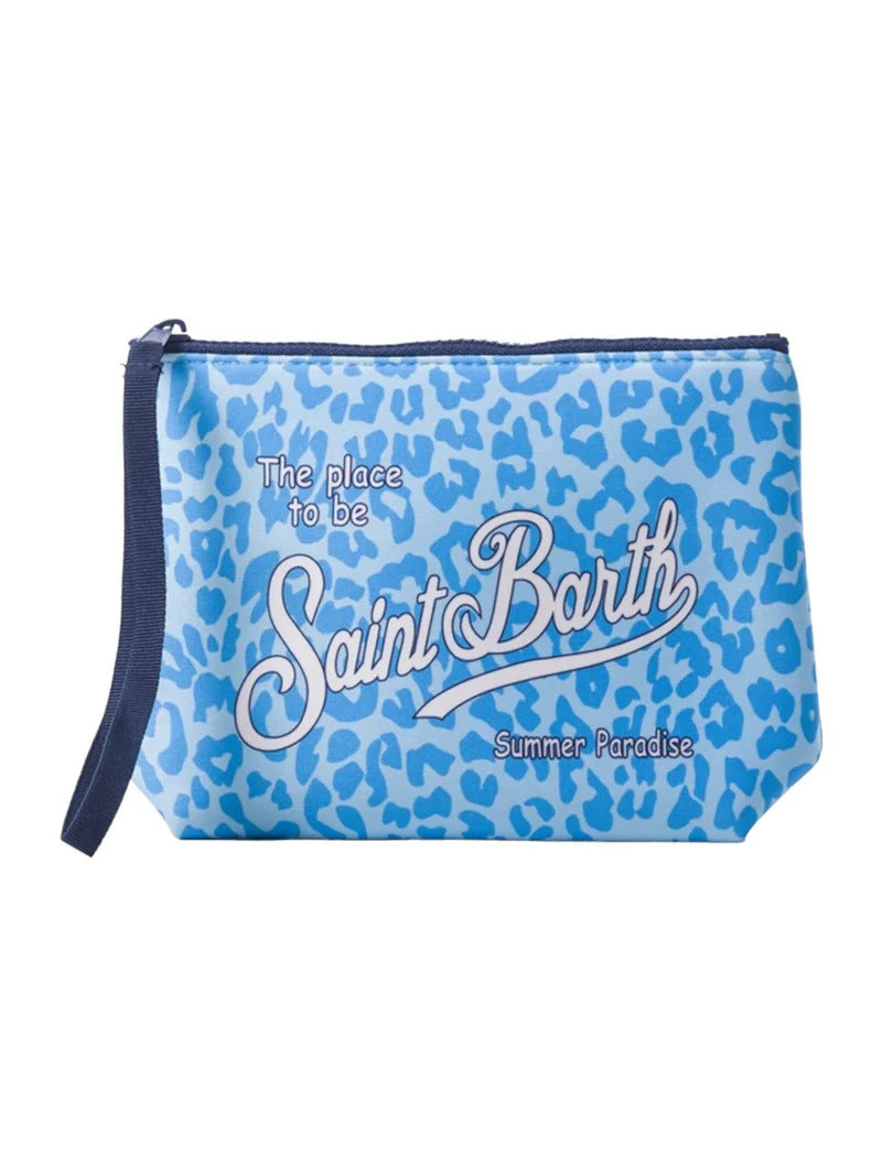 MC2 Saint Barth Blue Cosmetic Clutch Bag with Leopard Prine