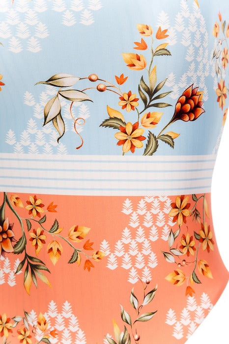 Agua Bendita Flowers Print One Shoulder One Piece Swimsuit