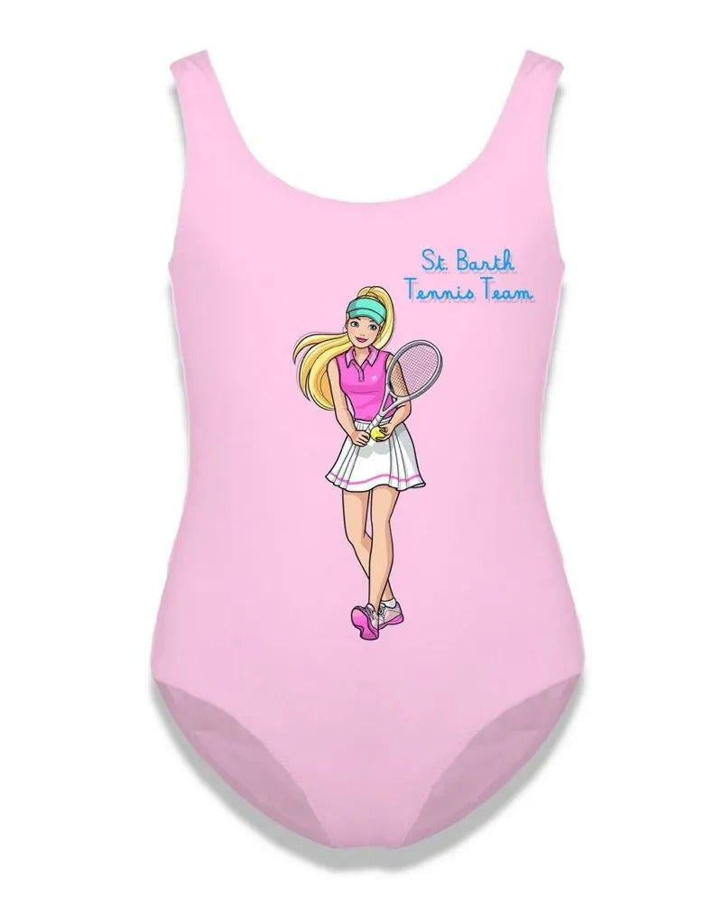 MC2 Saint Barth Pink Girls One Piece Swimsuit with Barbie