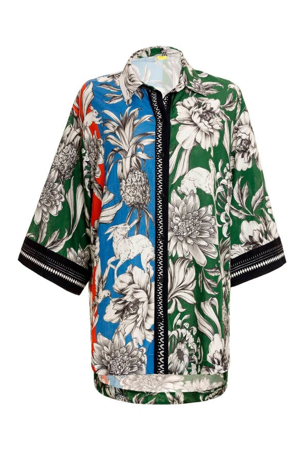 Agua Bendita Women Summer Shirt with Flowers Print