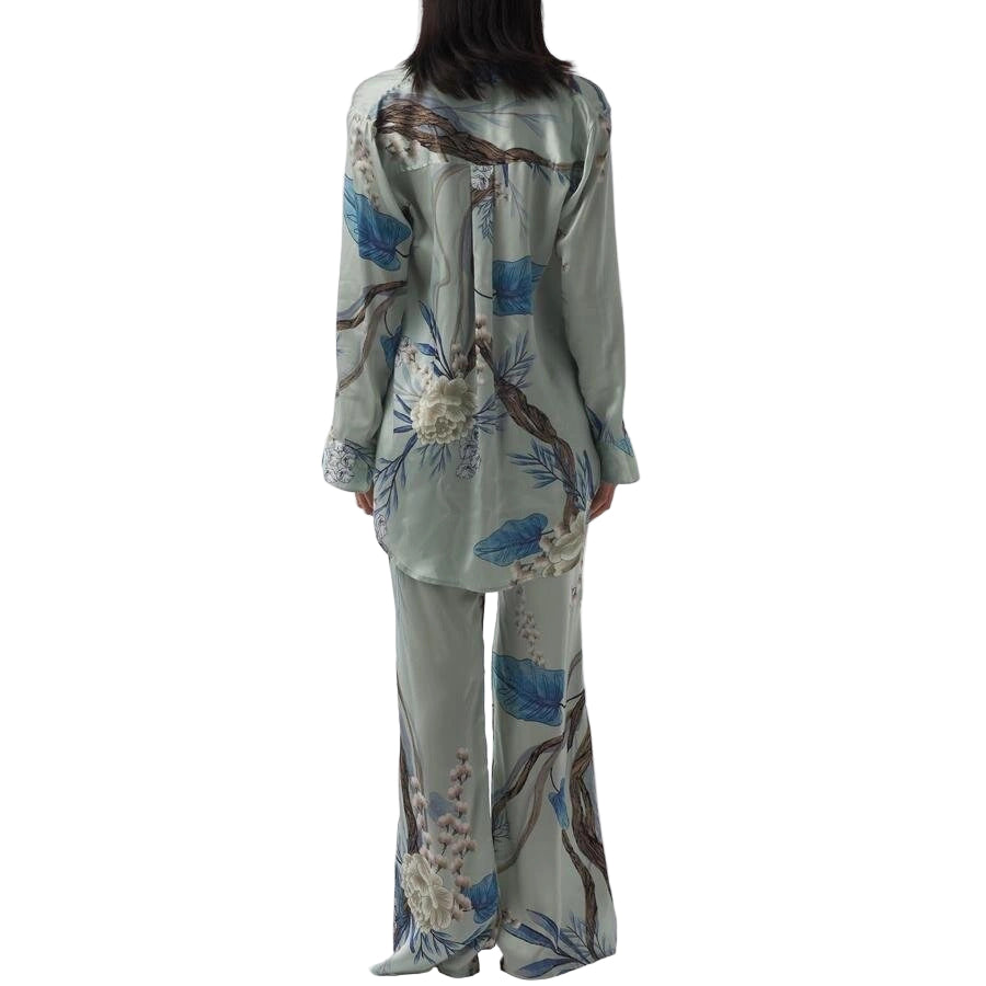 Aguaclara Women Silk Blouses with Flowers Print