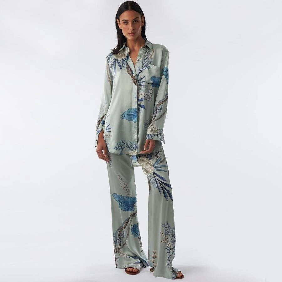 Aguaclara Women Silk Blouses with Flowers Print