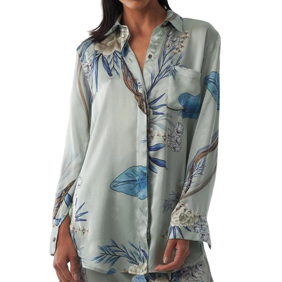 Aguaclara Women Silk Blouses with Flowers Print