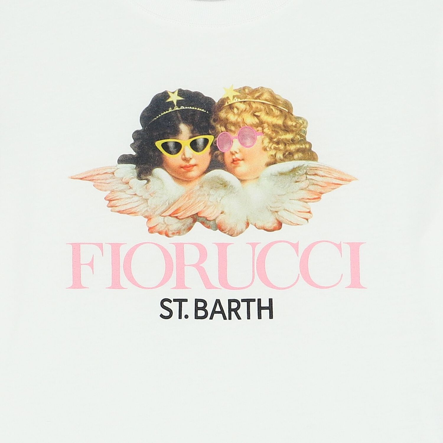 MC2 Saint Barth White Girls T-Shirt with Angels Print