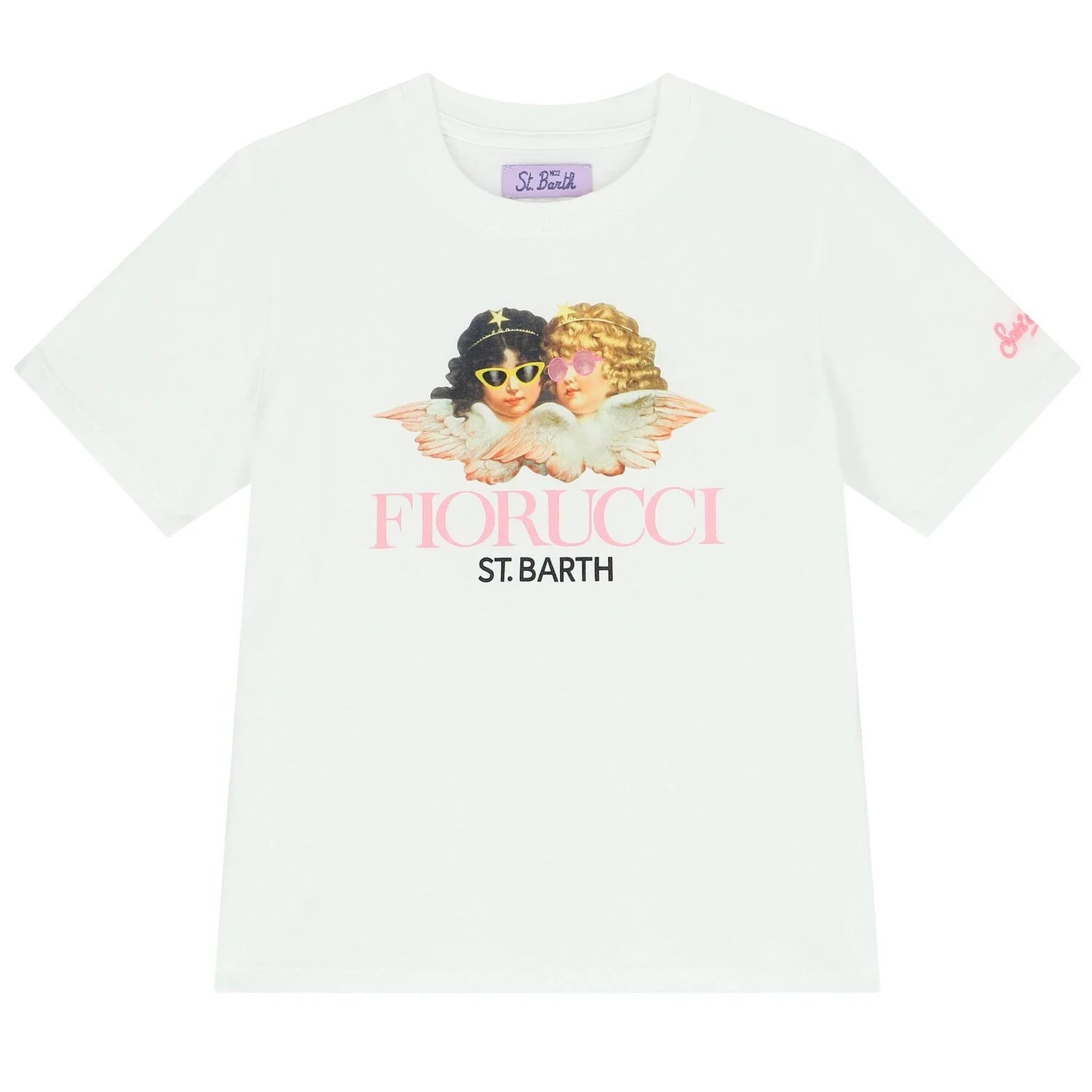 MC2 Saint Barth White Girls T-Shirt with Angels Print