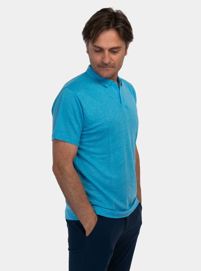 MC2 Saint Barth Blue Linen Polo T-Shirt for Men