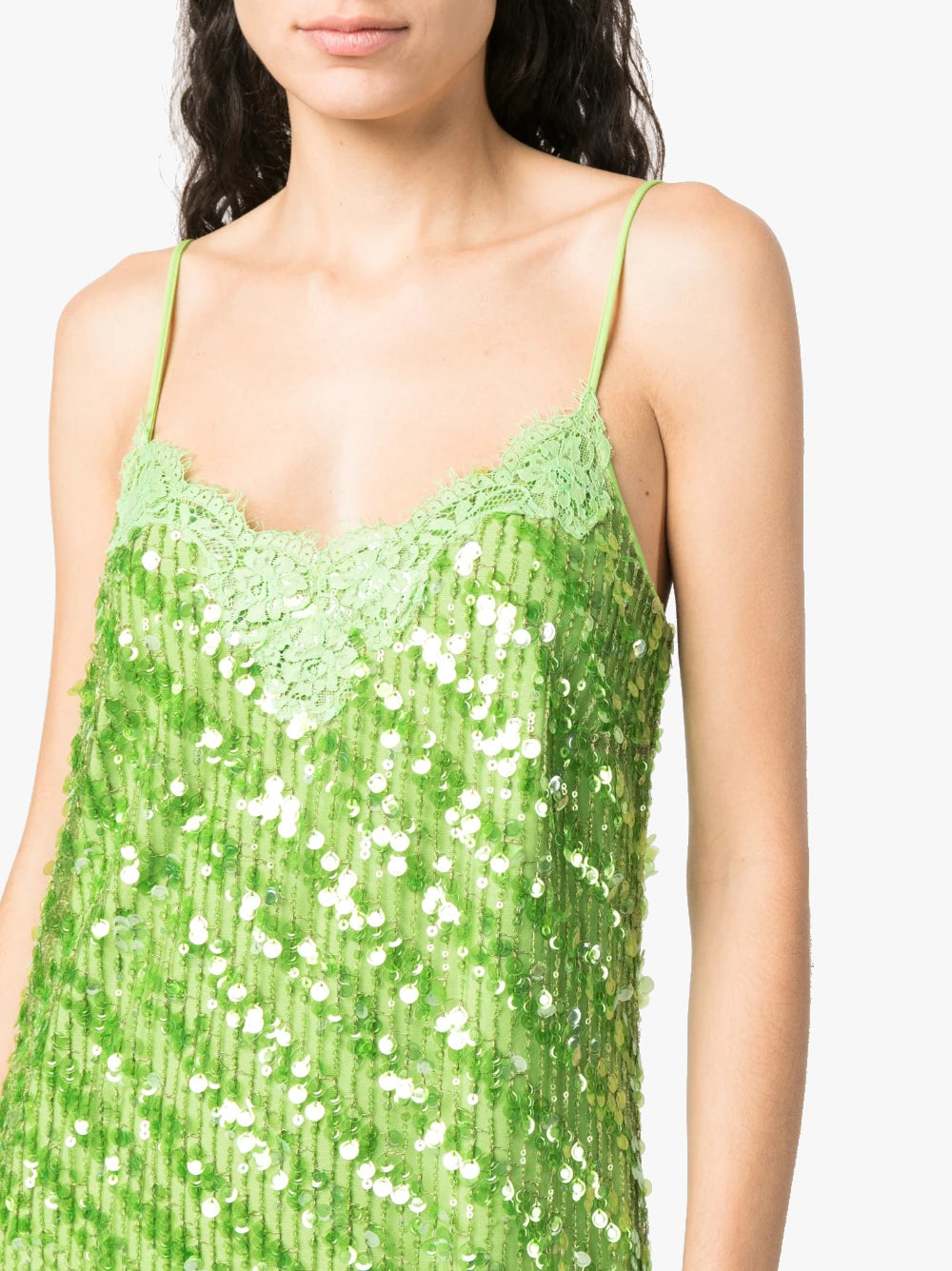 Ermanno Firenze Green Lace Slip Dress