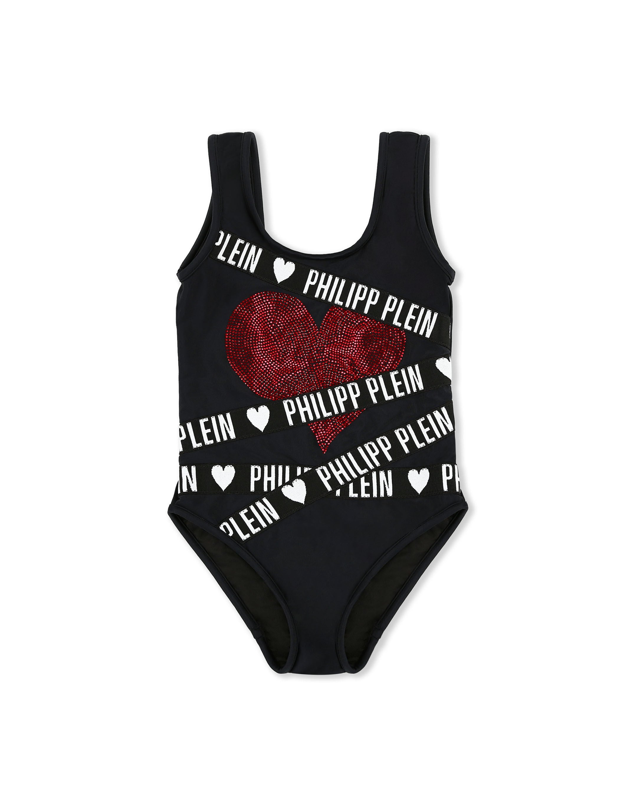 Philipp Plein Swimsuit One Piece Red Rhinestones
