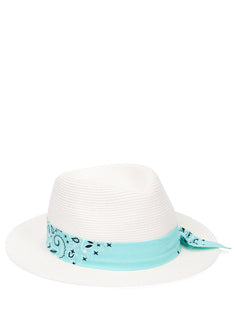 MC2 Saint Barth Hat White Turquoise Stripe