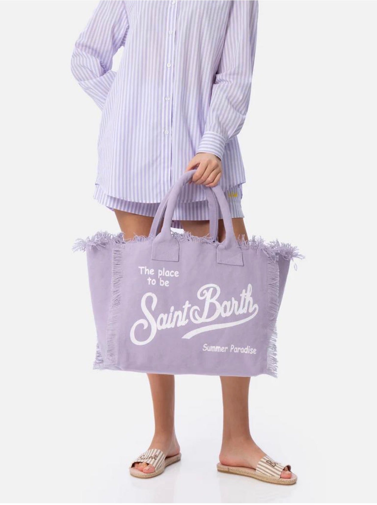 MC2 Saint Barth Lilac Beach Tote Bag with Canvas