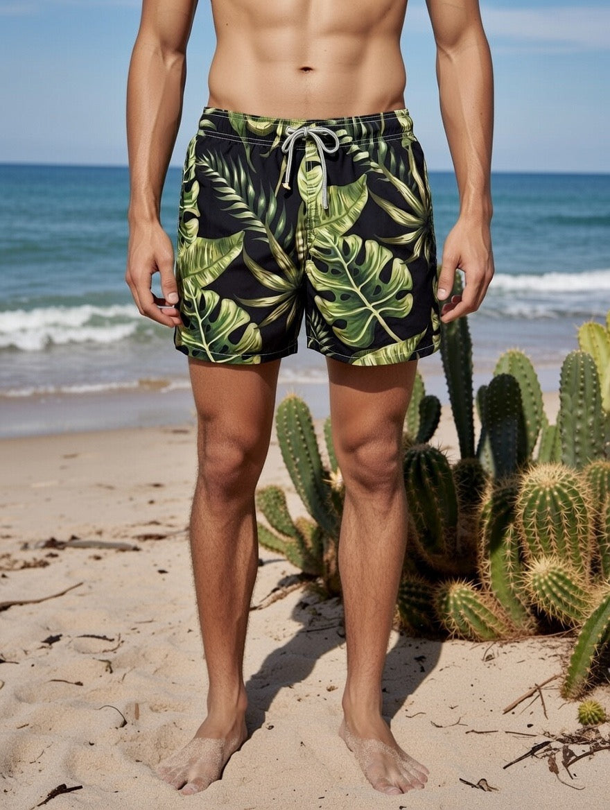 MC2 Saint Barth Shorts Green Leaves