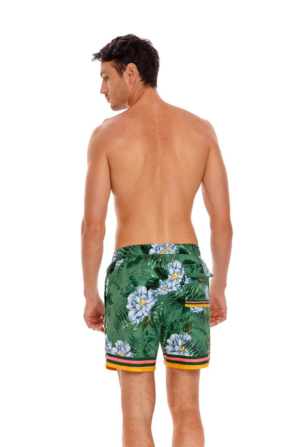 Agua Bendita Joe Man Swim Shorts with Flowers Print
