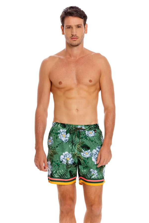 Agua Bendita Joe Man Swim Shorts with Flowers Print