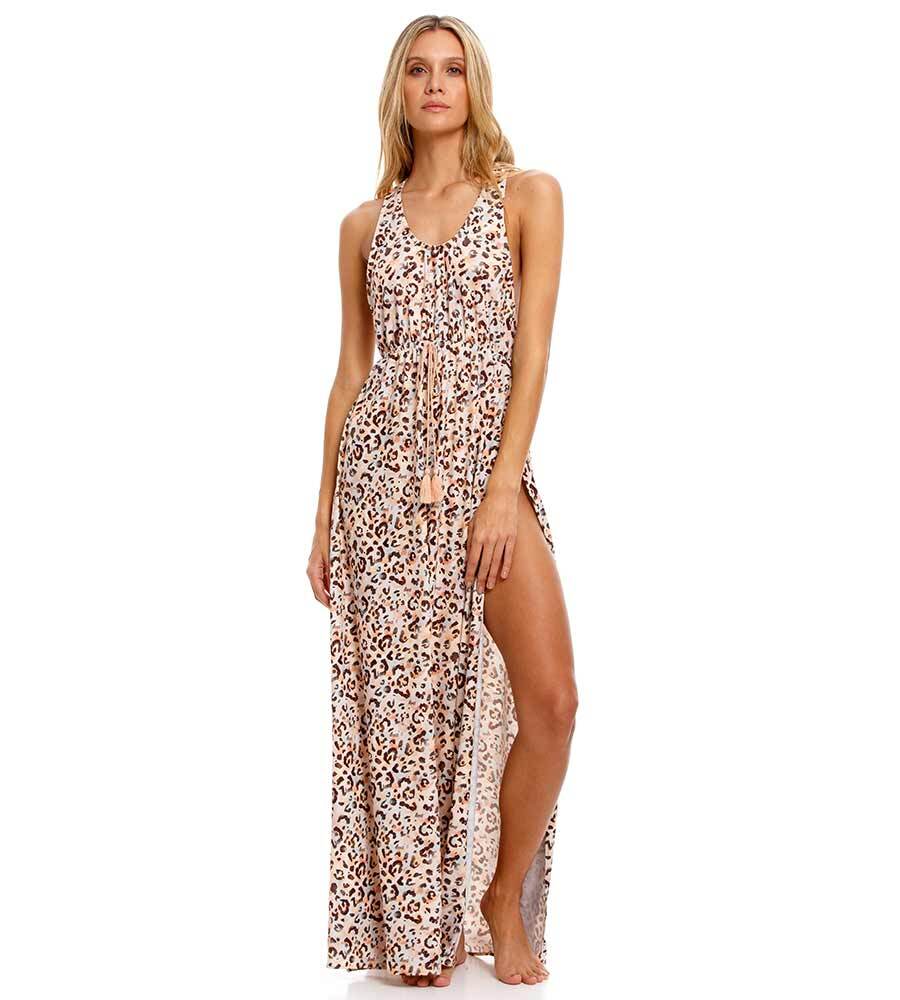 Agua Bendita Red Leopard Sundress