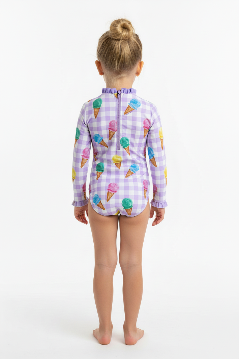 MC2 Saint Barth Girls Long Sleeve One Piece Swimsuit