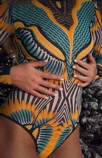 Sun & Sea Long Sleeve Swimsuit One Piece - Green