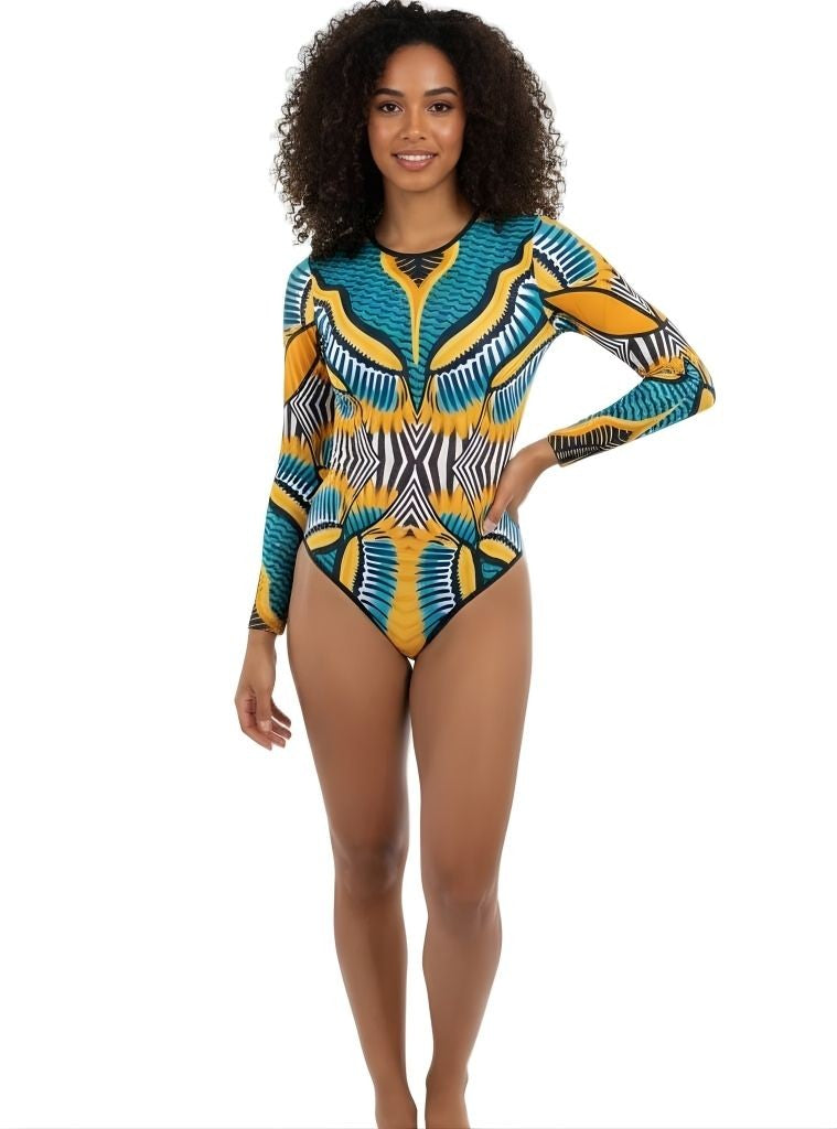 Sun & Sea Long Sleeve Swimsuit One Piece - Green