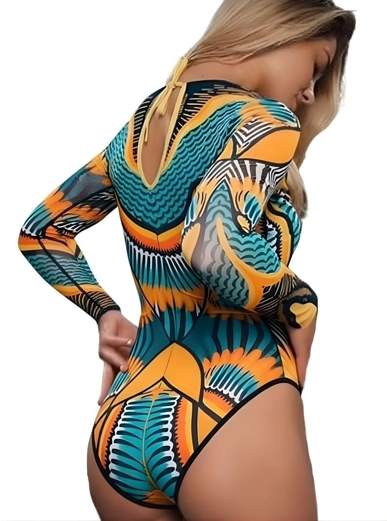 Sun & Sea Long Sleeve Swimsuit One Piece - Green